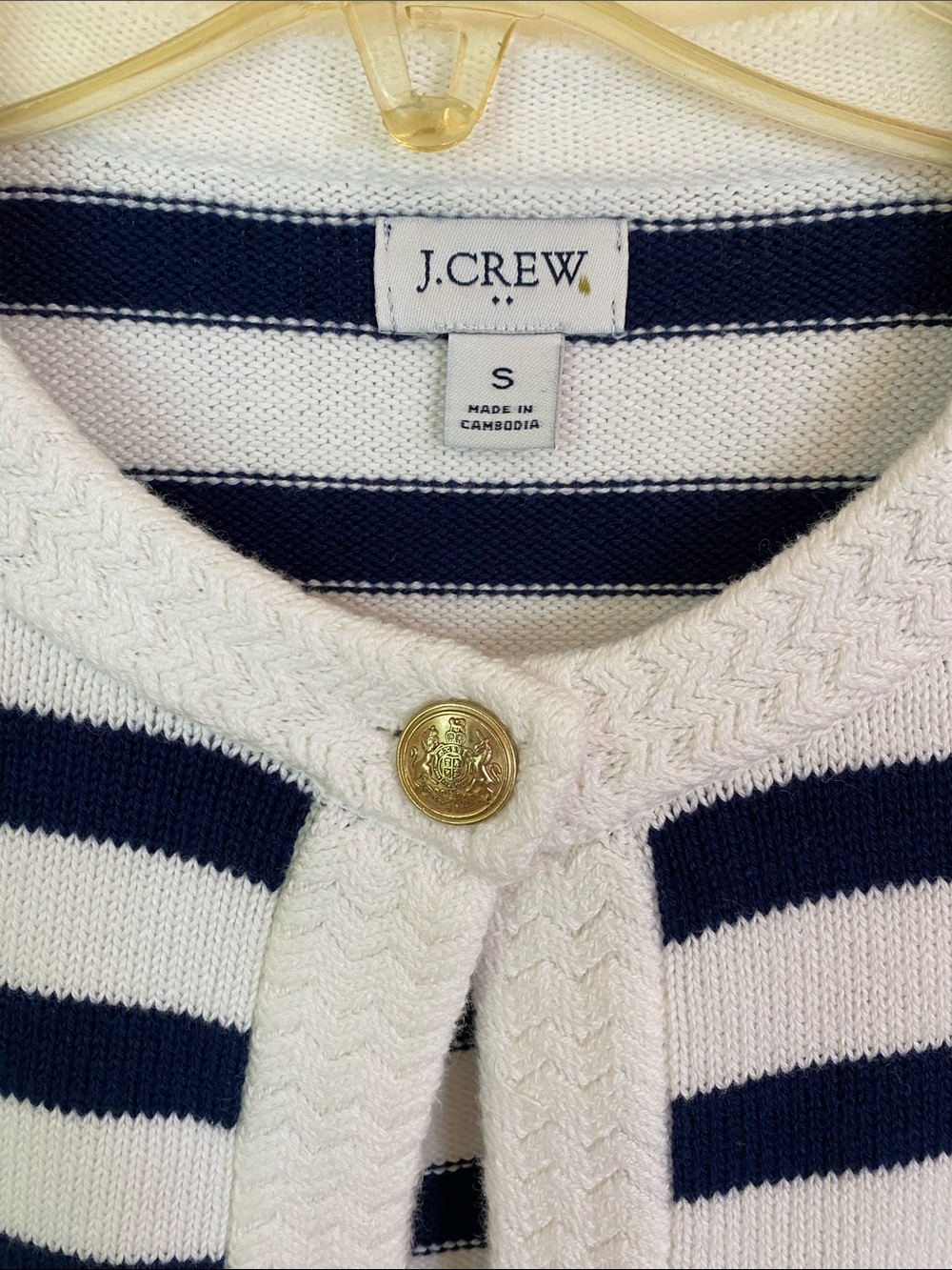 J. Crew Navy and White Striped Button-Front Cardigan - Picture 2 of 5